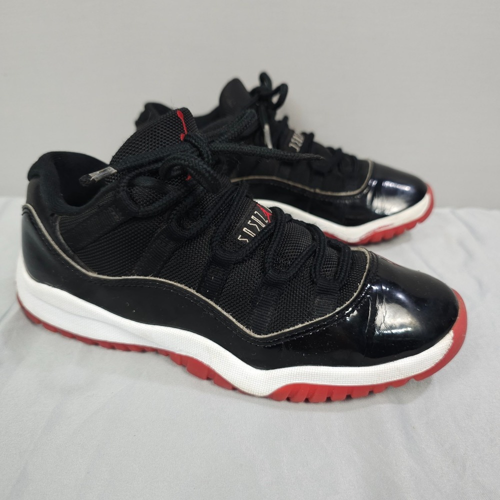 Nike Air Jordan 11 Low Bred GS Size 2y Red Black Patent Leather Retro FV5116-006